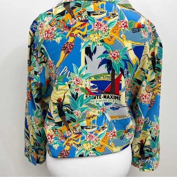 Anthracite by Maggy London Silk Blouse Large French Riviera Waist Tie - Picture 7 of 9